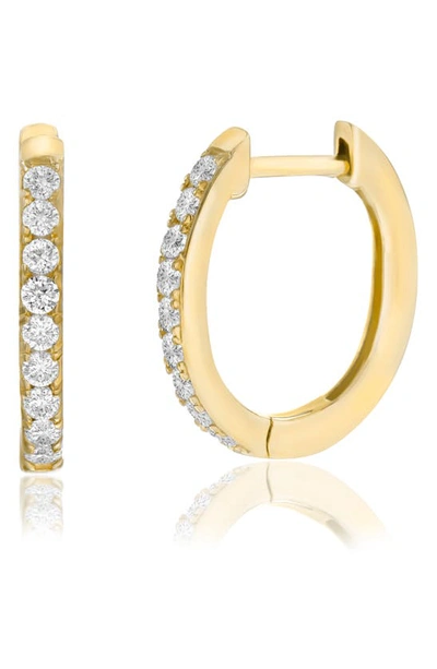 Nes Jewelry Cubic Zirconia Oval Huggie Hoop Earrings In Gold
