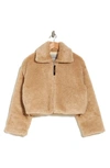 Hudson Cropped Plush Teddy Fur Jacket In Natural