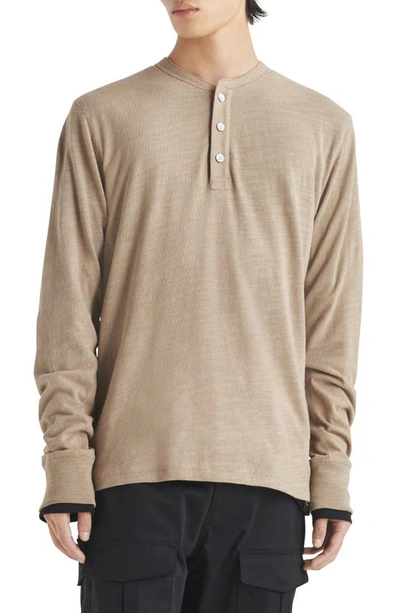 Rag & Bone Classic Cotton Henley In Taupe