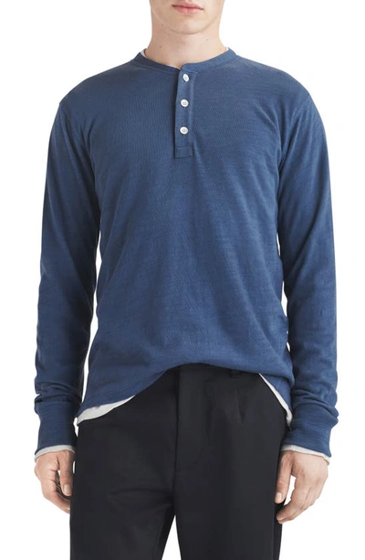 Rag & Bone Classic Cotton Henley In Blue