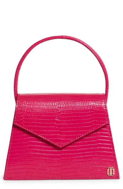 Anima Iris Zaza Lizard Embossed Leather Top Handle Bag In Pink