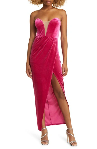 Lulus My Dream Come True Velvet Strapless Dress In Pink