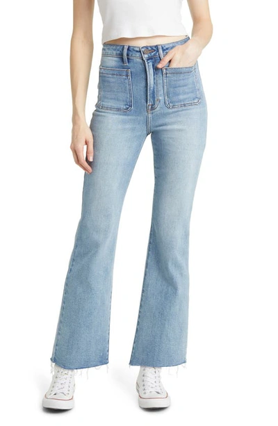 Hidden Jeans Patch Pocket Bootcut Jeans In Light Wash