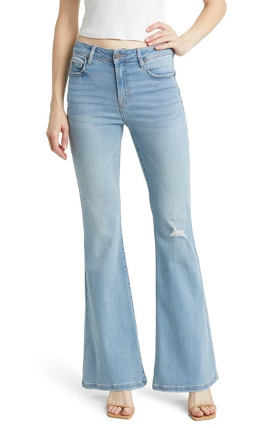 Hidden Jeans Distressed Flare Jeans In Med Wash