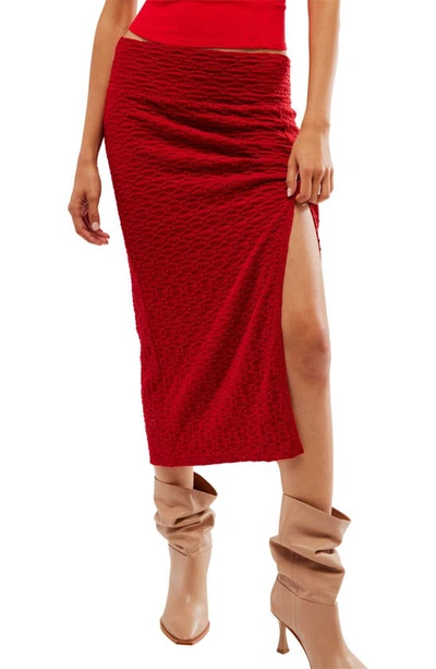 Free People Valentina Jacquard Midi Skirt In Ruby Glare