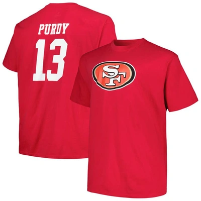 Fanatics Men's  Brock Purdy Scarlet San Francisco 49ers Big And Tall Player Name And Number T-shirt