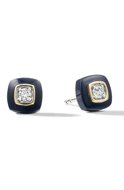 Cast The Brilliant Diamond Stud Earrings In Navy/gold