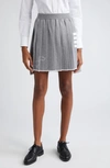 Thom Browne Hector Icon 4-bar Pleated Wool Blend Miniskirt In Light Grey