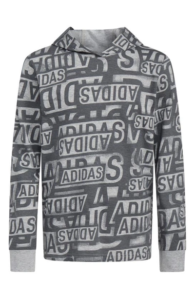 Adidas Originals Kids' Brand Sticker Fleece Hoodie In Grey Heather