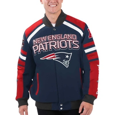 G-iii Sports By Carl Banks Navy New England Patriots Power Forward Racing Full-snap Jacket