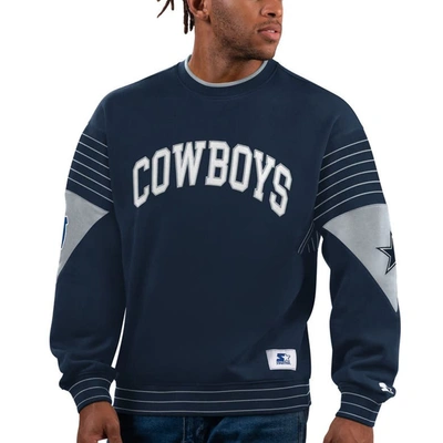 Starter Navy Dallas Cowboys Face-off Pullover Sweatshirt