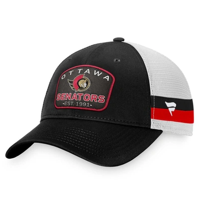 Fanatics Branded Black/white Ottawa Senators Fundamental Striped Trucker Adjustable Hat