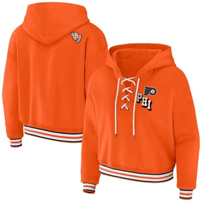 Wear By Erin Andrews Orange Philadelphia Flyers Lace-up Pullover Hoodie