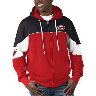 Starter Men's  Red, Black Carolina Hurricanes Power Forward Full-zip Hoodie In Red,black