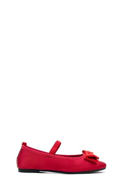 Yosi Samra Kids' Miss Emory Satin Mary Jane Flat In Red