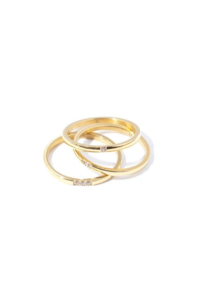 Miranda Frye Leah Set Of 3 Cubic Zirconia Stacking Rings In Gold