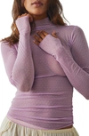 Free People On The Dot Layering Mesh Turtleneck In Bubble Tea