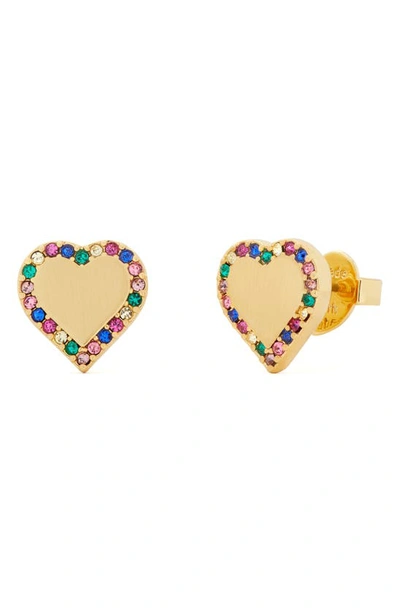 Kate Spade Pavé Heart Stud Earrings In Multi/gold