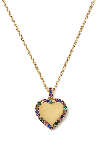 Kate Spade Pavé Heart Pendant Necklace In Gold Multi