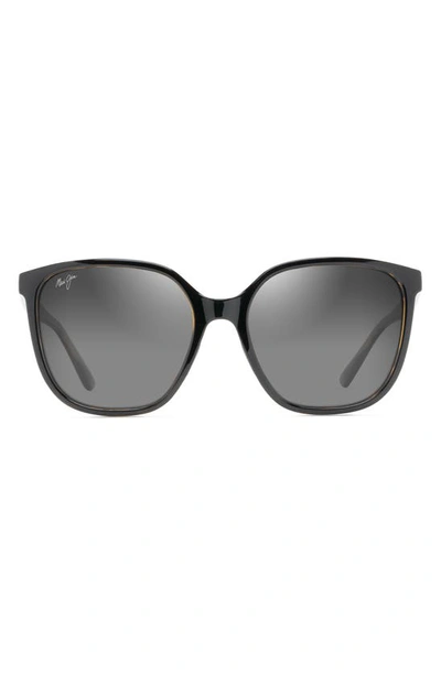 Maui Jim Good Fun 57mm Polarizedplus2® Butterfly Sunglasses In Black