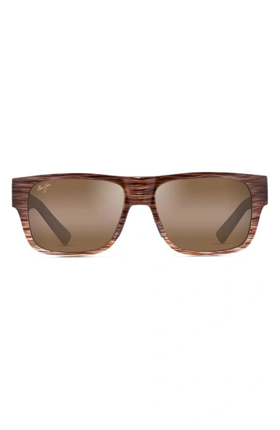 Maui Jim Keahi 56mm Polarizedplus2® Rectangular Sunglasses In Brown