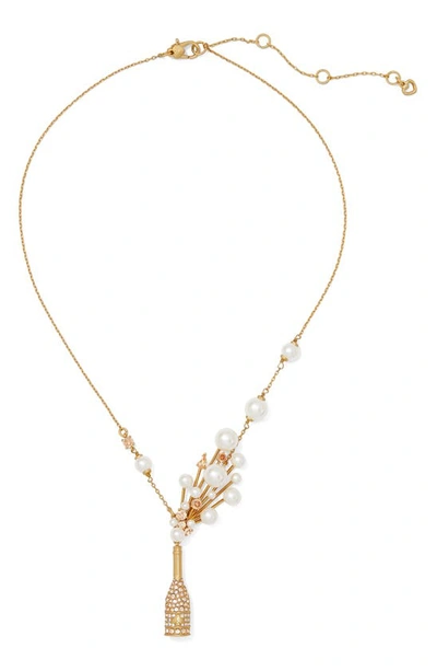 Kate Spade Champagne Bottle Pendant Necklace In Gold/white