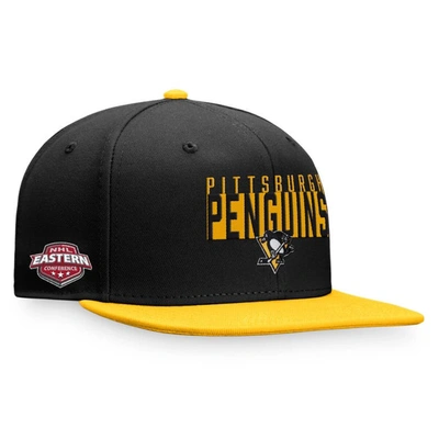 Fanatics Branded Black/gold Pittsburgh Penguins Fundamental Colorblocked Snapback Hat In Black,gold