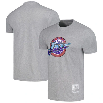 Mitchell & Ness Men's And Women's  Gray Utah Jazz Hardwood Classics Mvp Throwback Logo T-shirt