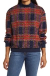 Beachlunchlounge Tavia Check Mock Neck Sweater In Navy Depths