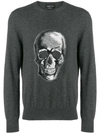 Alexander Mcqueen Men's Skull Graphic Wool Sweater In Grey