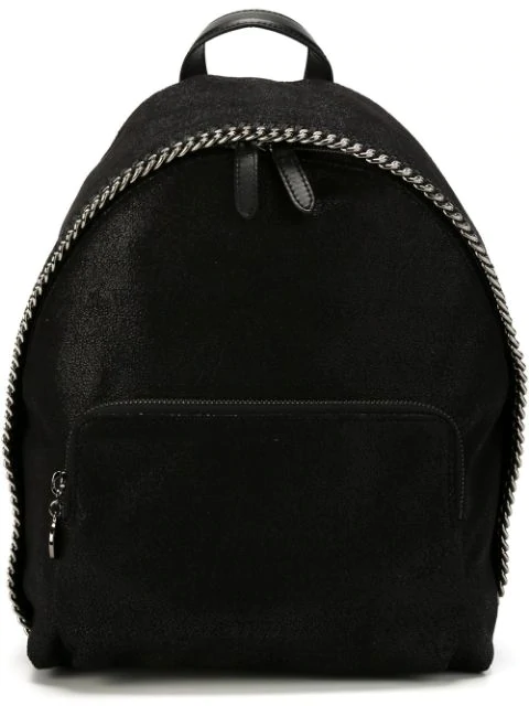 small black faux leather backpack