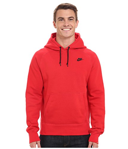 Nike Mens Aw77 Fleece Pull-over Hooded Sweatshirt In University Red/black |  ModeSens