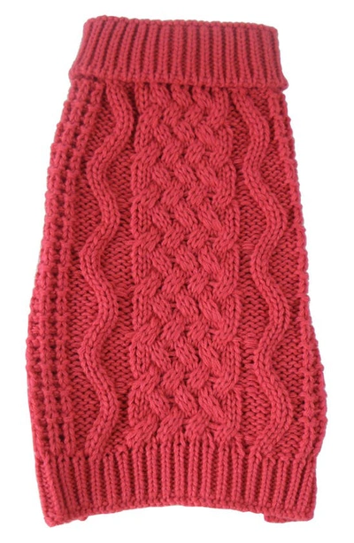 Pet Life Swivel Swirl Heavy Cable Knit Sweater In Red Salmon
