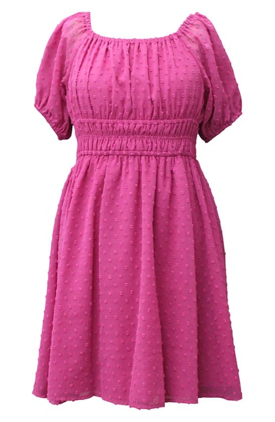 Ava & Yelly Kids' Clip Dot Chiffon Dress In Berry
