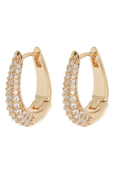 Area Stars Pavé Crystal Oval Huggie Hoop Earrings In Gold