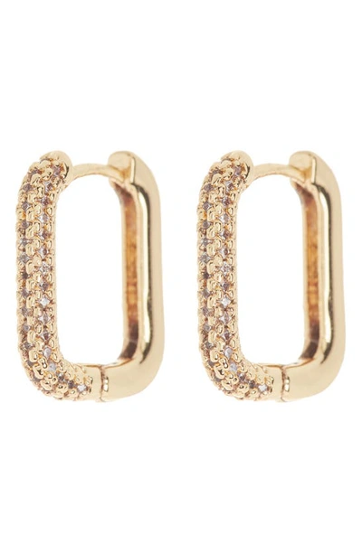 Area Stars Pavé Crystal Rectangular Huggie Hoop Earrings In Gold