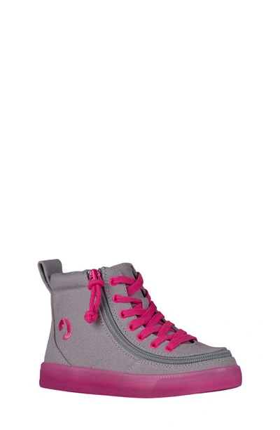 Billy Footwear Kids' Classic Lace High Top Sneaker In Grey/ Pink