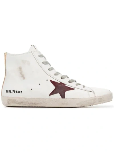 Golden Goose "francy" Sneakers In White Leather With Gold Details