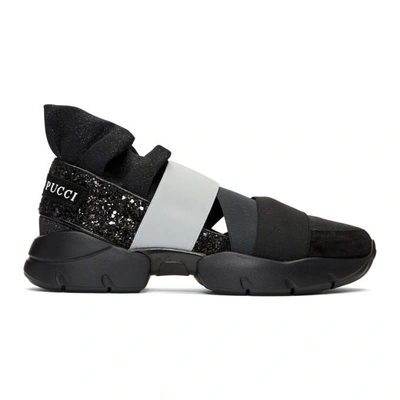 Emilio Pucci Leather-trimmed Sneakers In A77 Black