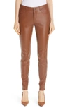 Lafayette 148 Women's Nappa Leather Mercer Pants In Vicuna