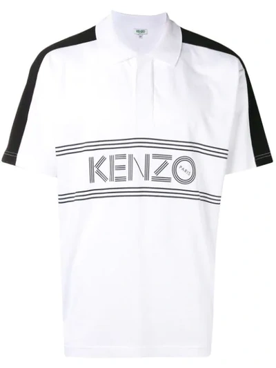 Kenzo Logo-print Cotton-jersey Polo Shirt In 01 Blanc