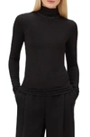 Lafayette 148 Dresden Nouveau Jersey Turtleneck Top In Black