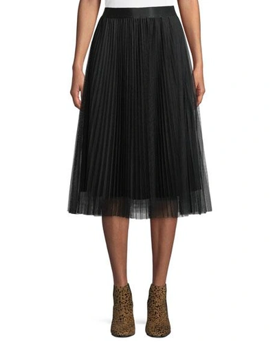Kobi Halperin Tess Pleated Tulle A-line Skirt In Black