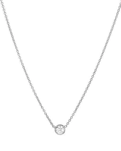 Zoe Lev Jewelry 14k White Gold Small Bezel Diamond Necklace In Silver