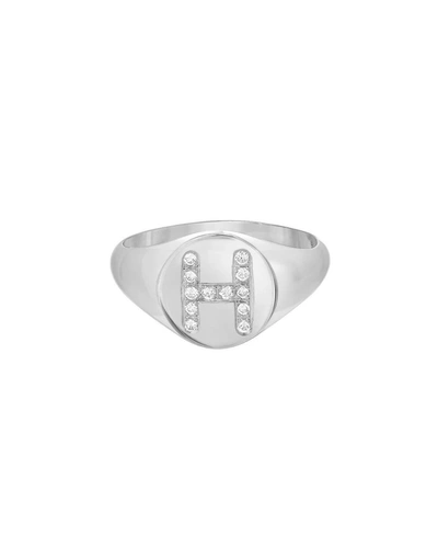 Zoe Lev Jewelry Small Personalized Diamond Initial Signet Ring, 14k White Gold In Silver