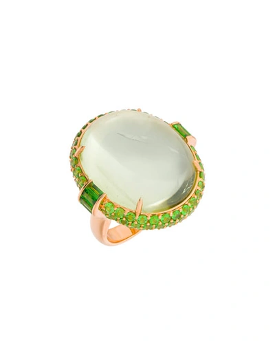 Margot Mckinney Jewelry 18k Rose Gold Green Beryl & Tsavorite Ring