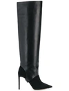 Jimmy Choo Hurley 100 Black Suede And Calf Leather Two-piece Knee-high Booties