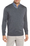 Peter Millar Men's Crown Soft Wool/silk V-neck Sweater In Charcoal