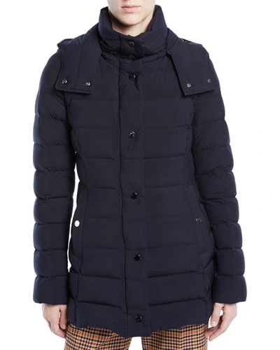 Moncler Harelde Channel-quilted Puffer Coat In Navy