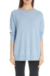 Lafayette 148 Cashmere Relaxed Pullover Sweater In Coastal Blue